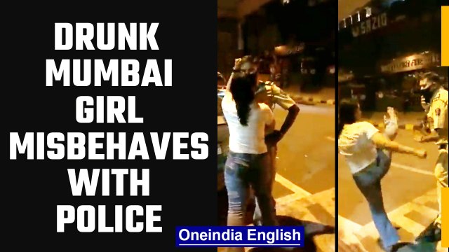 Drunk Navi Mumbai girl misbehaves with Police officer | Oneindia News *viralvideo