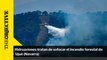 Hidroaviones tratan de sofocar el incendio forestal de Ujué (Navarra)