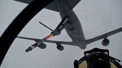 KC-135 Refuels F-15 Eagles