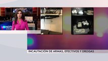 Incautación de armas, efectivos y drogas