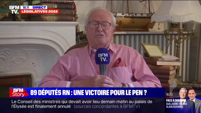 Pour Jean-Marie Le Pen, l'élection de 89 députés RN est un succès inattendu qui témoigne d'une prise de conscience du peuple français