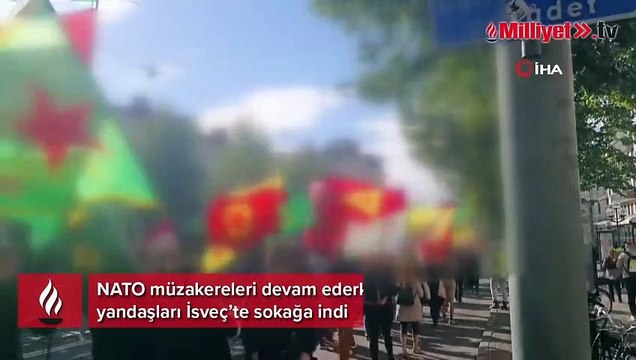 Skandal görüntüler! NATO müzakereleri devam ederken PKK/YPG yandaşları İsveç’te sokağa indi