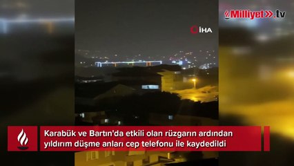 Yıldırım düşme anları cep telefonları ile görüntülendi