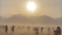 Beachgoers flee powerful winds on the French coast