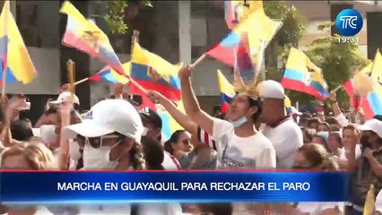 Marcha en Guayaquil para rechazar el paro