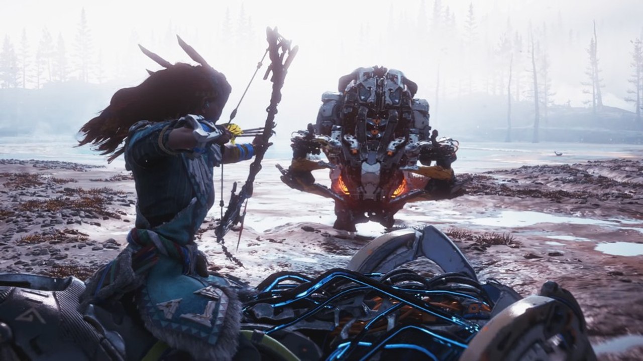 Horizon zero dawn: the frozen wilds - gameplay-trailer zeigt aloy auf der jagd im eis