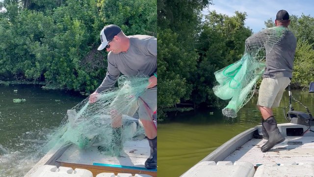 ''Biggest Fish Haul!' Guy traps a PLETHORA of fish by smartly throwing a cast net '