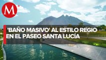 Regios organizan 'baño masivo' en el Paseo Santa Lucía