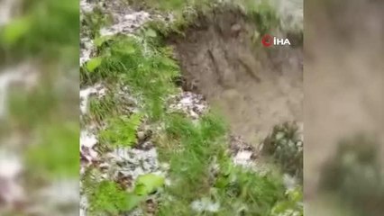 Dolu yağışı orman işçilerine zor anlar yaşattı