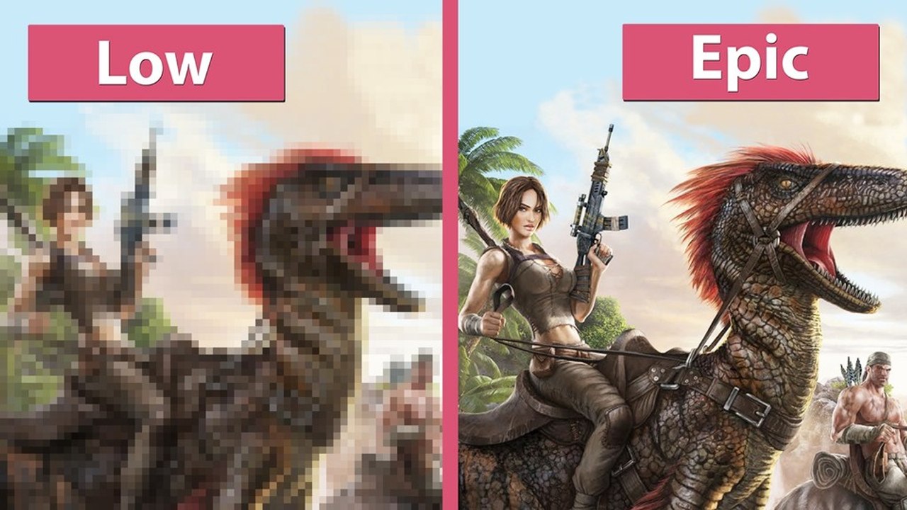 Ark: Survival Evolved - Detailstufen von niedrig bis episch im Grafikvergleich