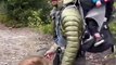 Bear Stalks Family Along Hiking Trail in Whistler