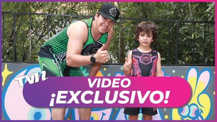 Raúl Sandoval y su hijo Evan practican parkour