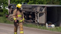 Sortie de route d'un camion à L'Isle-Verte