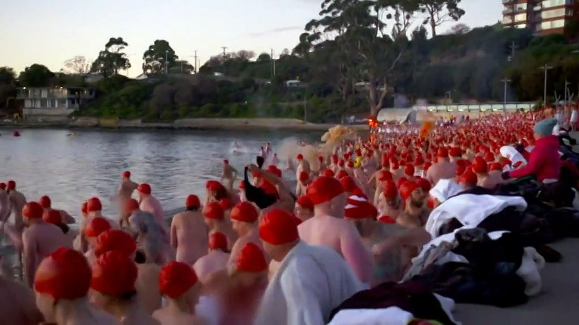 Hundreds brave icy waters for Dark Mofo nude swim - video Dailymotion