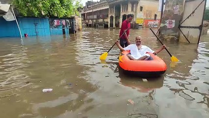प्री मानसून ऐसा बरसा की रेगीस्तान में भी चल गई नाव