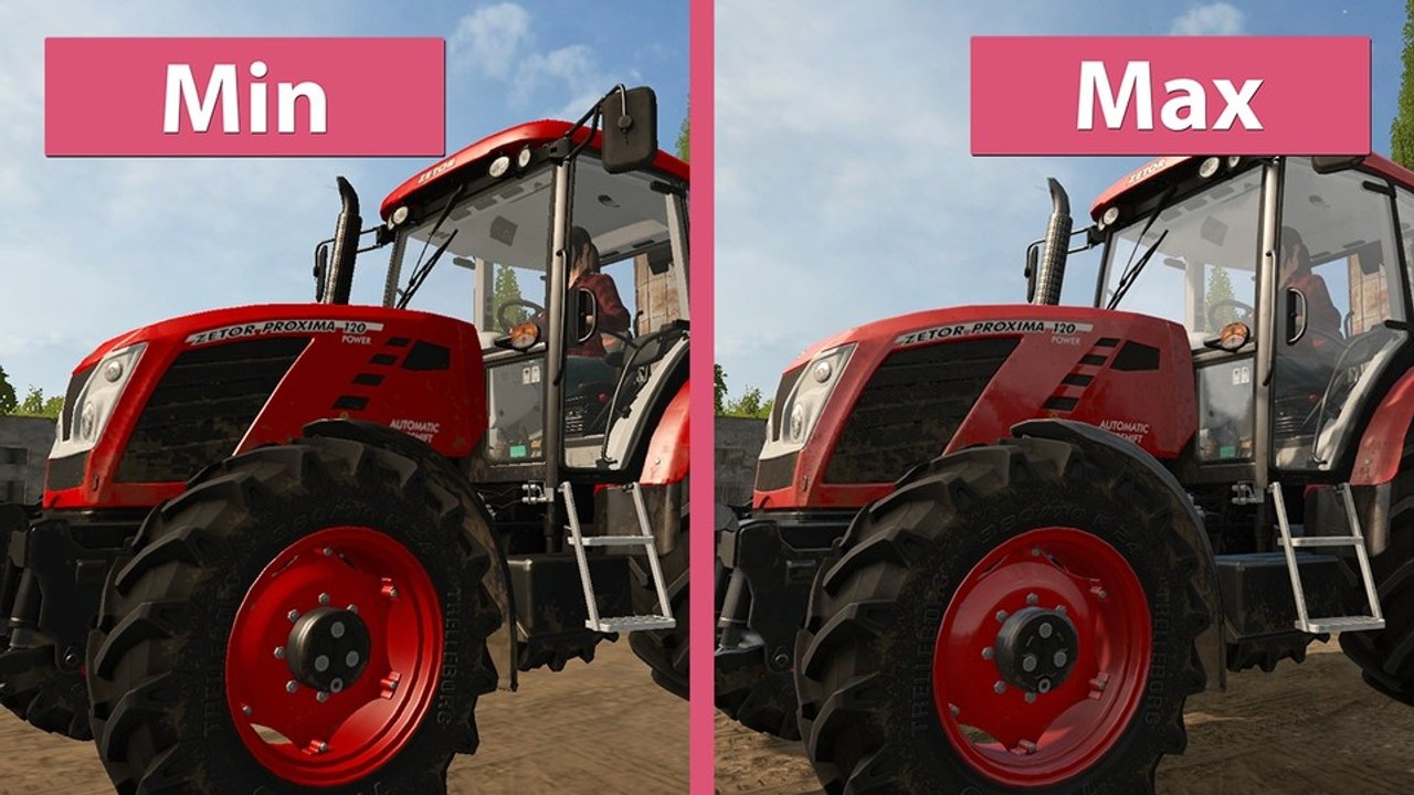 Landwirtschafts-Simulator 17 - Minimale und maximale Details im Grafik-Vergleich