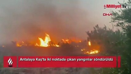 Kaş'ta iki noktada çıkan yangınlar söndürüldü