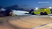 Un avión de pasajeros se incendia al aterrizar en Miami
