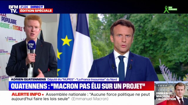 Adrien Quatennens: Nous n'avons pas vu le président reculer d'un iota sur son programme