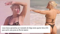 Luísa Sonza elege biquíni de amarrações e exibe corpo enxuto em dia de praia. Fotos!