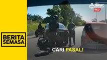 Penunggang motosikal tular bergaduh atas jalan raya ditahan