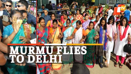 Celebrations At Bhubaneswar Airport As Draupadi Murmu Leaves For Delhi Ahead Of Presidential Polls