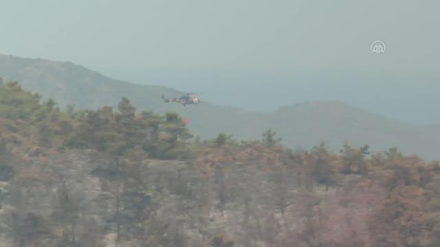Son dakika haberi... Marmaris'teki orman yangınına askeri helikopterlerle de müdahale ediliyor
