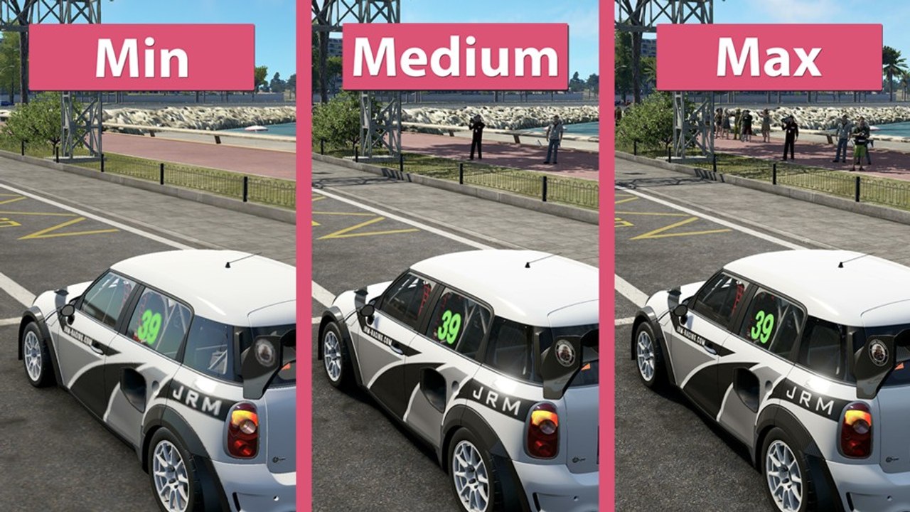 Project CARS 2 - Minimale, mittlere und maximale Grafikdetails im Vergleich