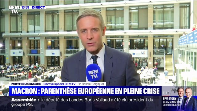 Emmanuel Macron participe à un Sommet européen, en pleine crise politique en France