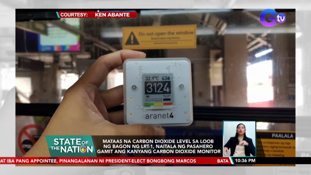 Mataas na carbon dioxide level sa loob ng bagon ng LRT-1, naitala ng pasahero gamit ang kanyang carbon dioxide monitor | SONA