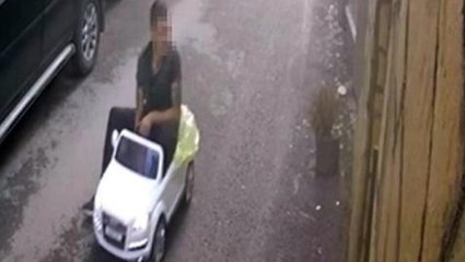 Pişkinliğin böylesi! Çaldığı akülü aracı taşıyamayınca sürüp uzaklaştı