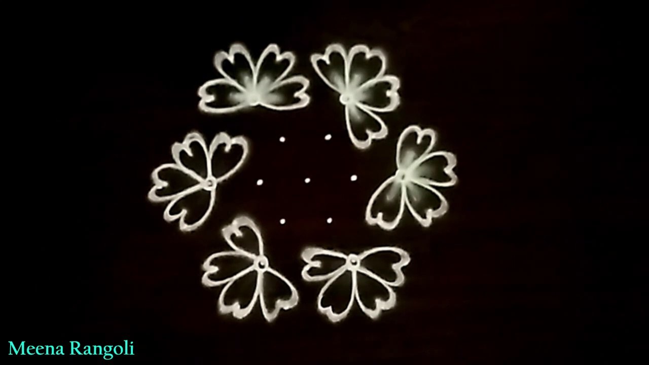 new flowers rangoli design - simple flower rangoli design - flowers kolam - flowers muggulu - Rangoli designs