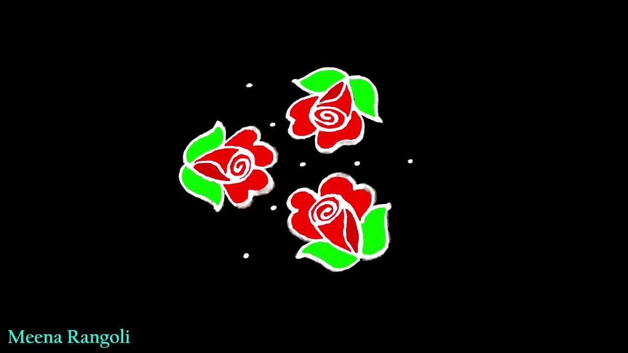 birds rangoli design with rose flower - flower kolam designs - flower muggulu - rose flowerrangoli