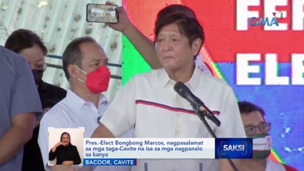 Video herunterladen: Pres.-Elect Bongbong Marcos,nagpasalamat sa mga taga-Cavite na isa sa mga nagpanalo sa kanya | Saksi