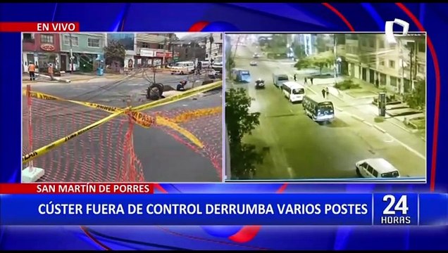 Cúster se estrella y derriba tres postes: cuadras 1 y 2 de avenida Habich permanecen cerradas