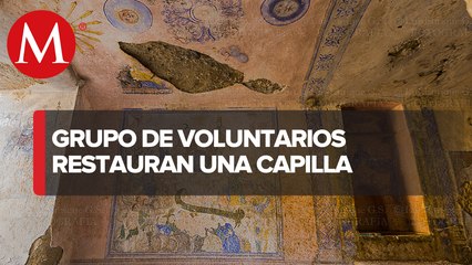 Voluntarios trabajan para restaurar capilla enterrada en Puebla