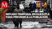 Debido a las fuertes lluvias instalan refugio temporal en Huejutla, Hidalgo