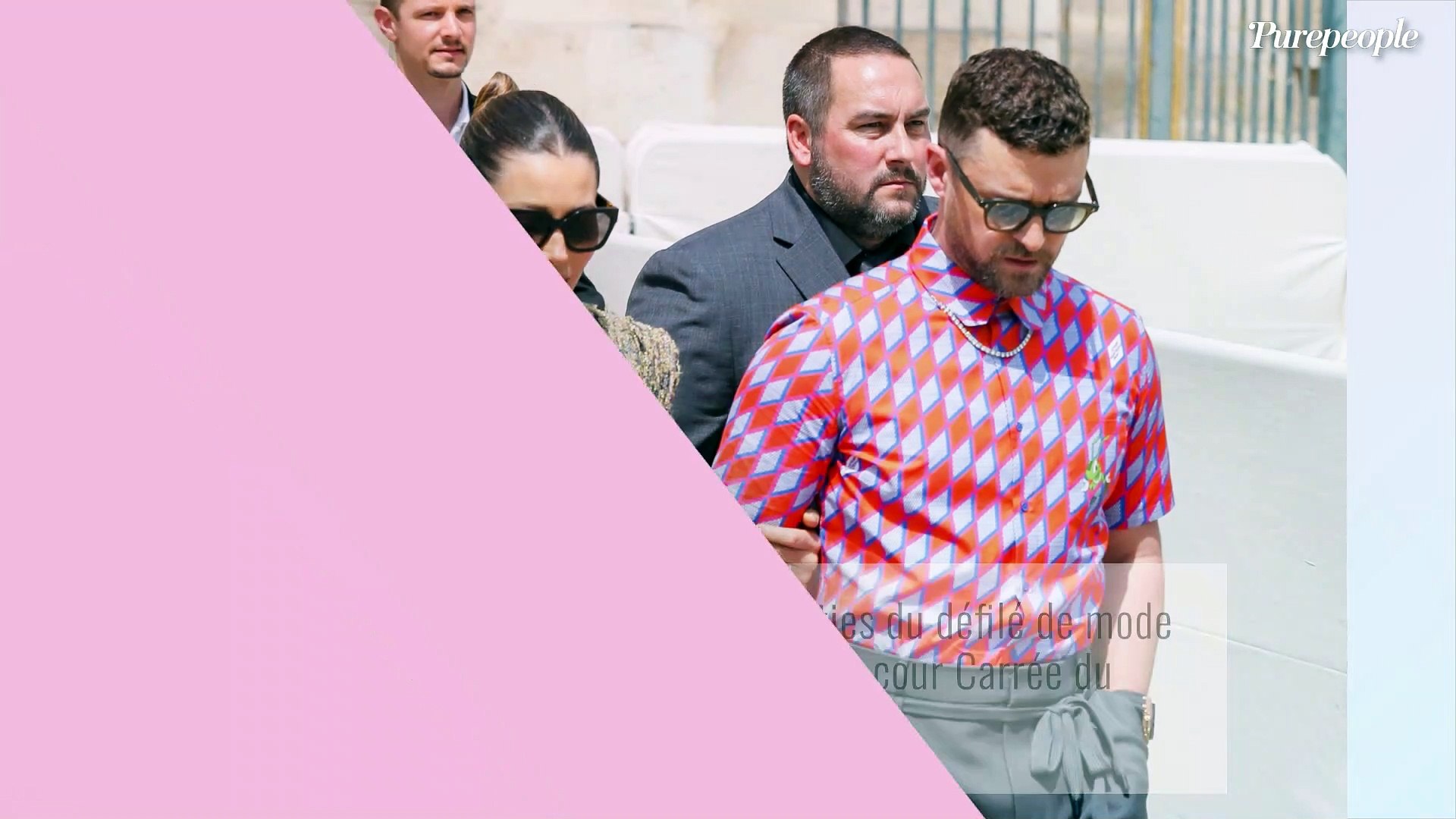 Justin Timberlake et Jessica Biel CELEBRITES : arrivees au Defile Louis  Vuitton - Paris