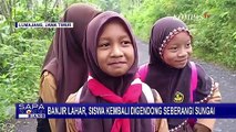 Jalan Darurat Rusak Diterjang Banjir Lahar, Siswa Harus Digendong Sebrangi Sungai Demi ke Sekolah