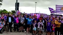 Los aficionados del Real Valladolid, en la concentración a las puertas del estadio José Zorrilla