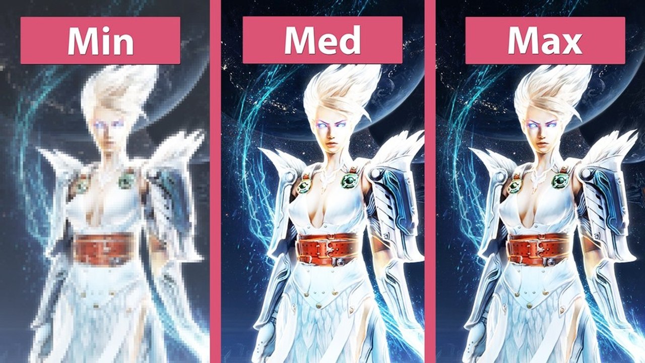 Skyforge - minimale, mittlere und maximale details im grafikvergleich