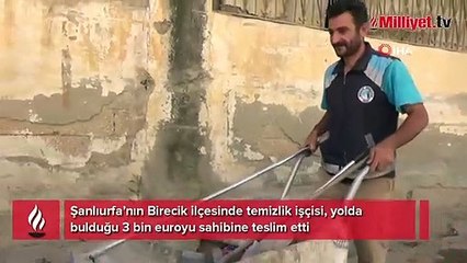 Temizlik işçisi yerde bulduğu 3 bin euroyu sahibine teslim etti