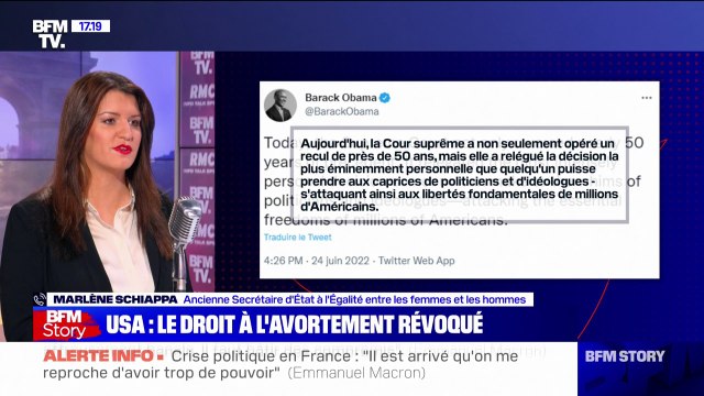 Révocation du droit à l'avortement: Honte à la Cour suprême des États-Unis , réagit Marlène Schiappa