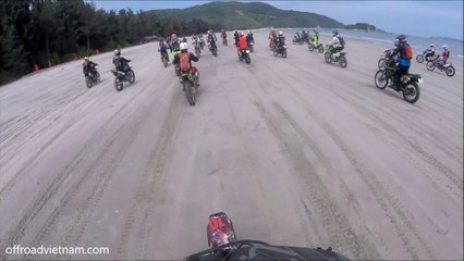 Vietnam Motorbike Tours Conquering A Sandy And Rocky Beach, Ngoc Vung | OffroadVietnam.Com
