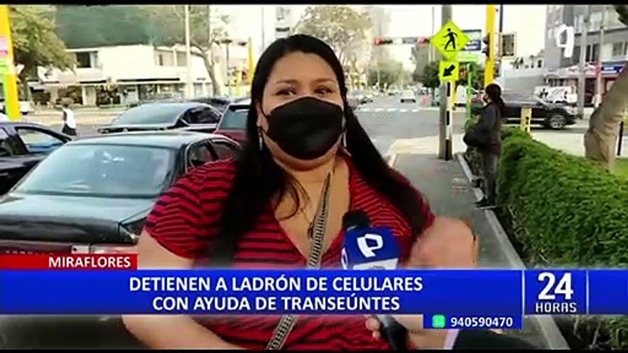 Miraflores: Delincuente roba celular a joven, transeúntes van tras él y lo detienen