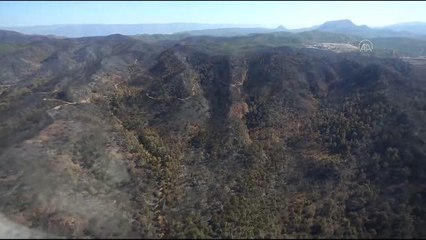 Son dakika haberi! Marmaris'te yangında zarar gören alanlar helikopterle havadan görüntülendi