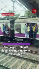 Watch: Teenager falls off local train, narrowly avoids death