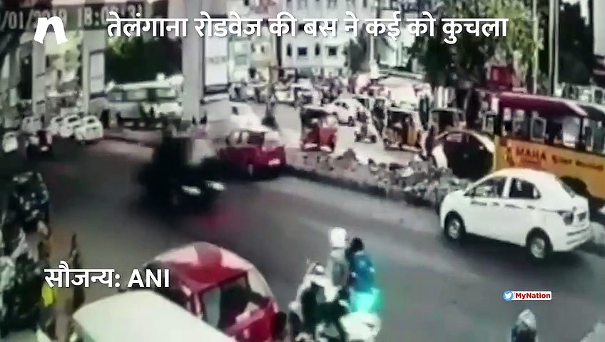 तेलंगानाः बेलगाम बस का कहर सीसीटीवी में कैद