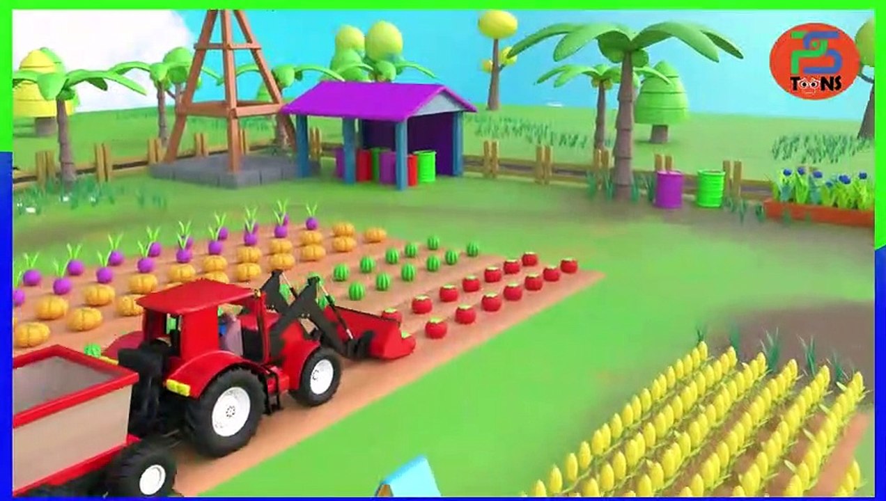 Learn Colors and Fruit with Farm Vehicles for Kids