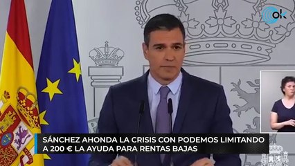 Sánchez ahonda la crisis con Podemos limitando a 200 € la ayuda para rentas bajas
